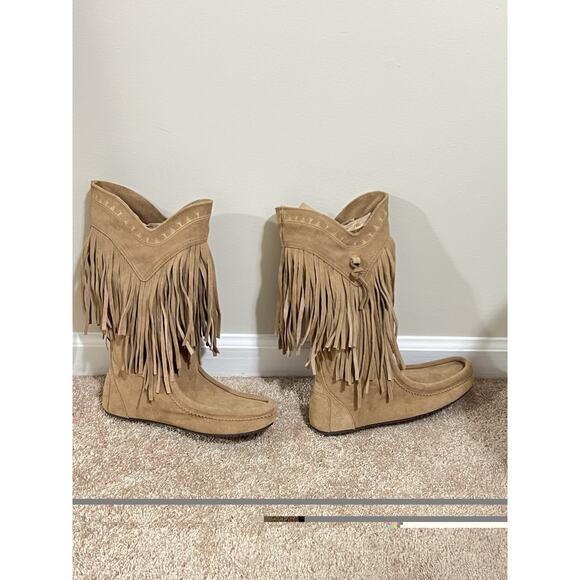 New Manitoba Leather Suede Mukluks Fringed Women’s Size L11 Ladies 11 - Picture 2 of 7
